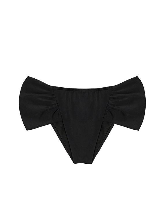 Black draped side bikini briefs