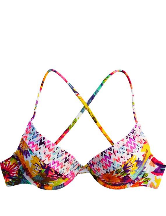 Bikini sostén con amarras estampado amarillo