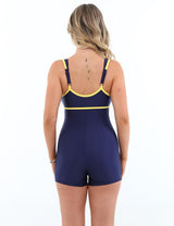Traje de baño deportivo con piernas azul marino