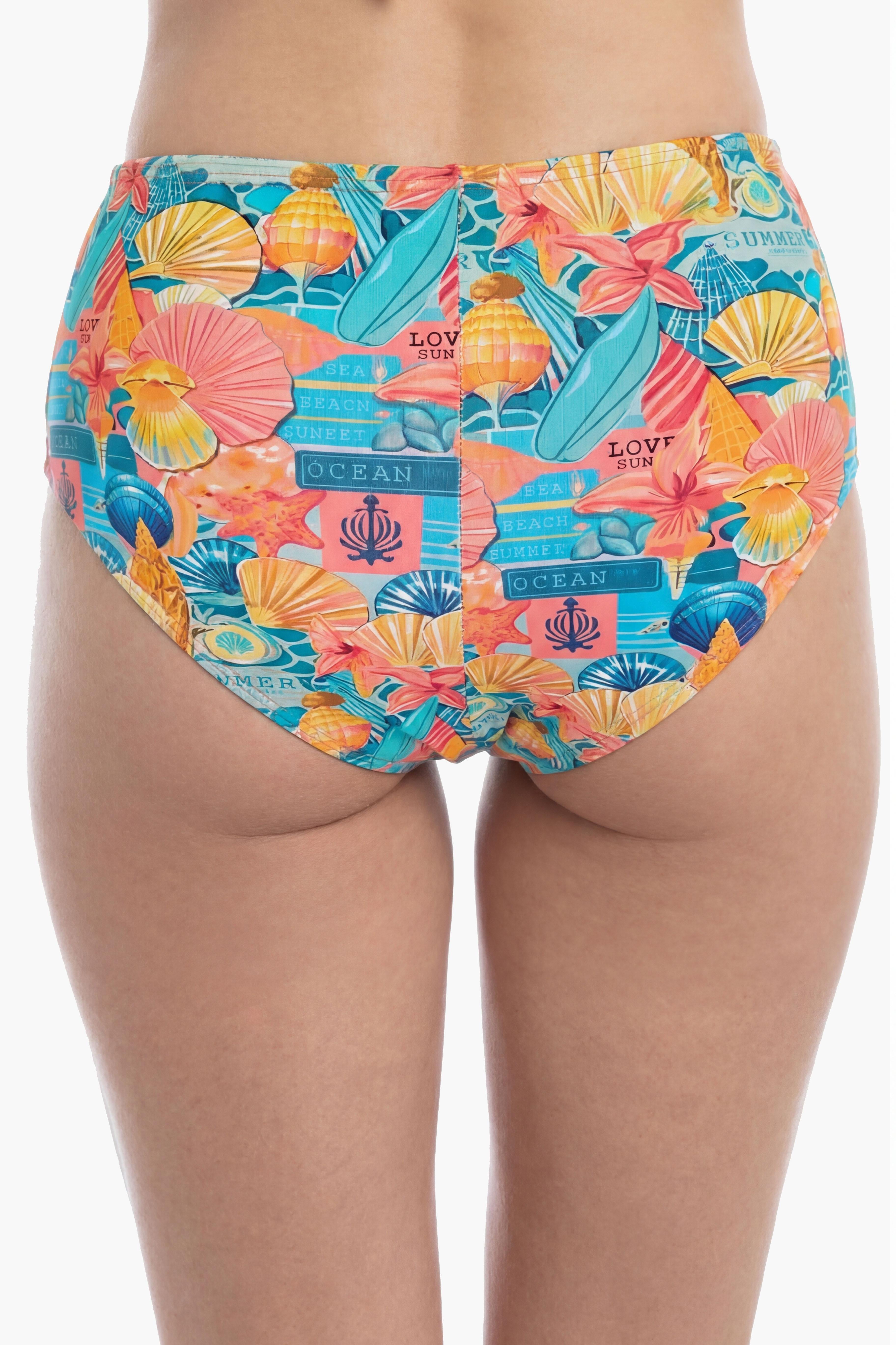 Bikini calzón con amarra estampado coral