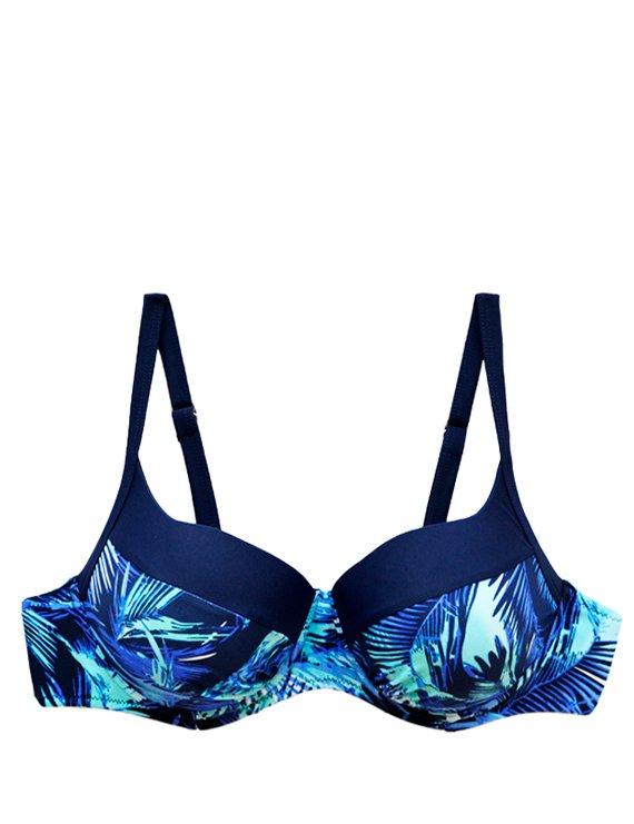 Large cup bra bikini with blue print