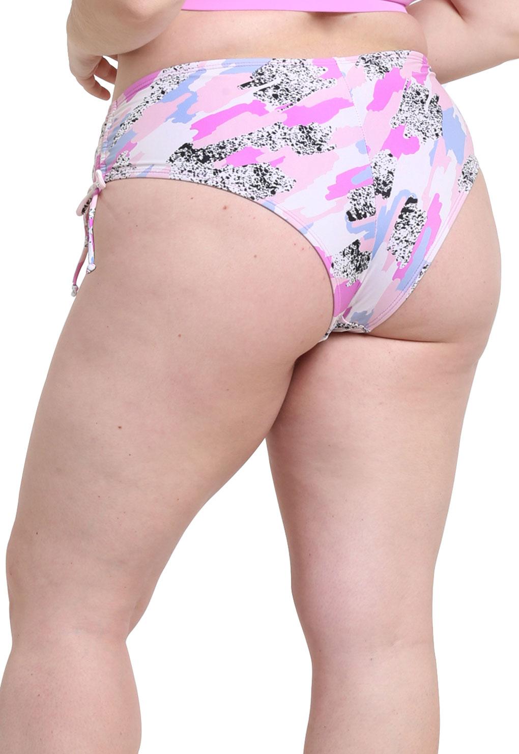 Adjustable hip bikini briefs with lilac print