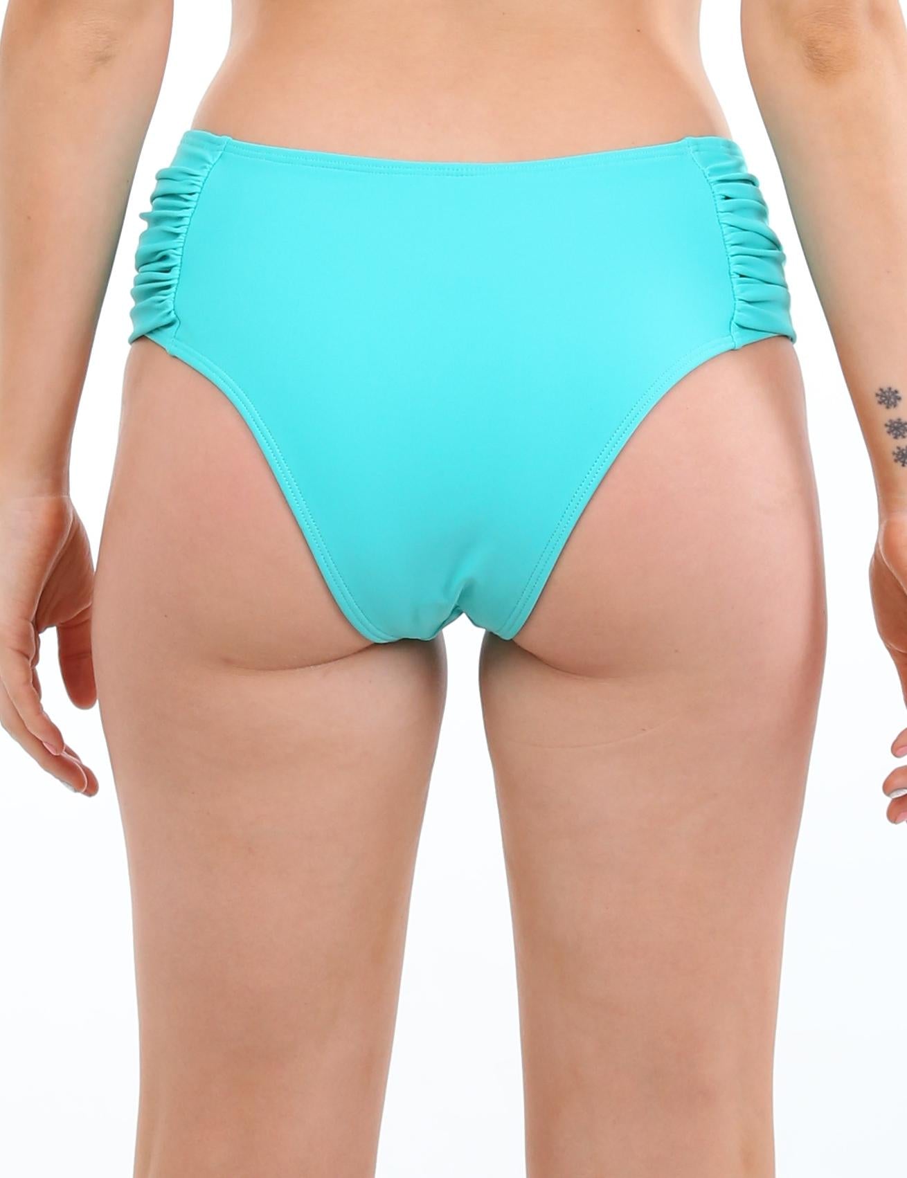Green draped thong bikini bottoms 