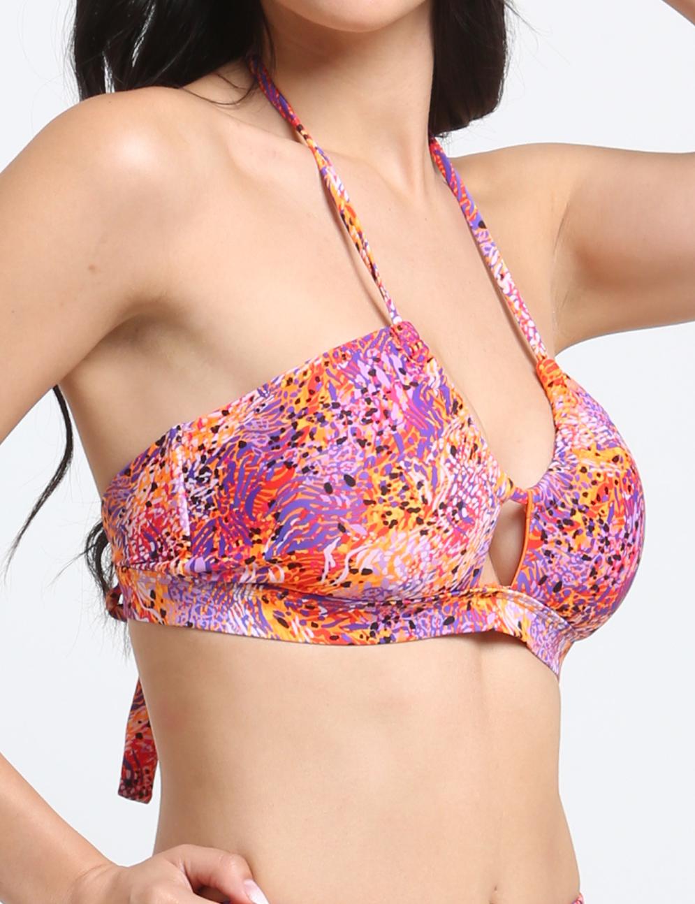Printed waistband bandeau bikini
