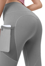 Calza con bolsillo de malla gris