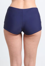 Navy blue high-waisted hot pants