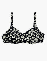 Bikini estilo sostén torcido copa C estampado negro