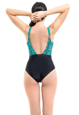 Green printed cut slimming jumpsuit