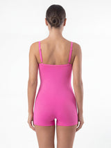 Traje de baño mujer natación pierna corta clásico fucsia