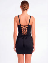 Vestido de traje de baño mujer ajustable negro