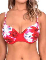 Bikini sostén copa grande estampado rojo