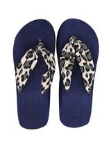 Chalas con plataforma animal print azul mujer