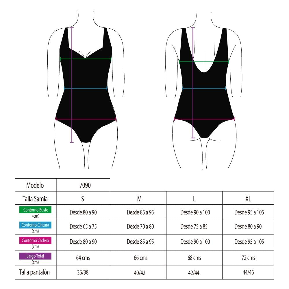 Swimsuit with circular detail and orange print