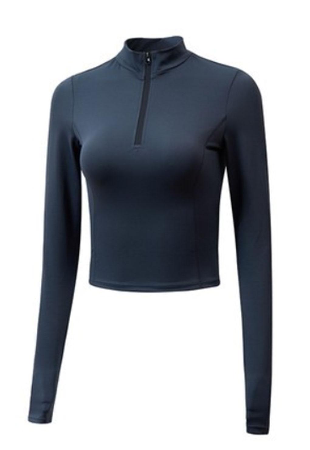 Poleron crop con cierre corto negro