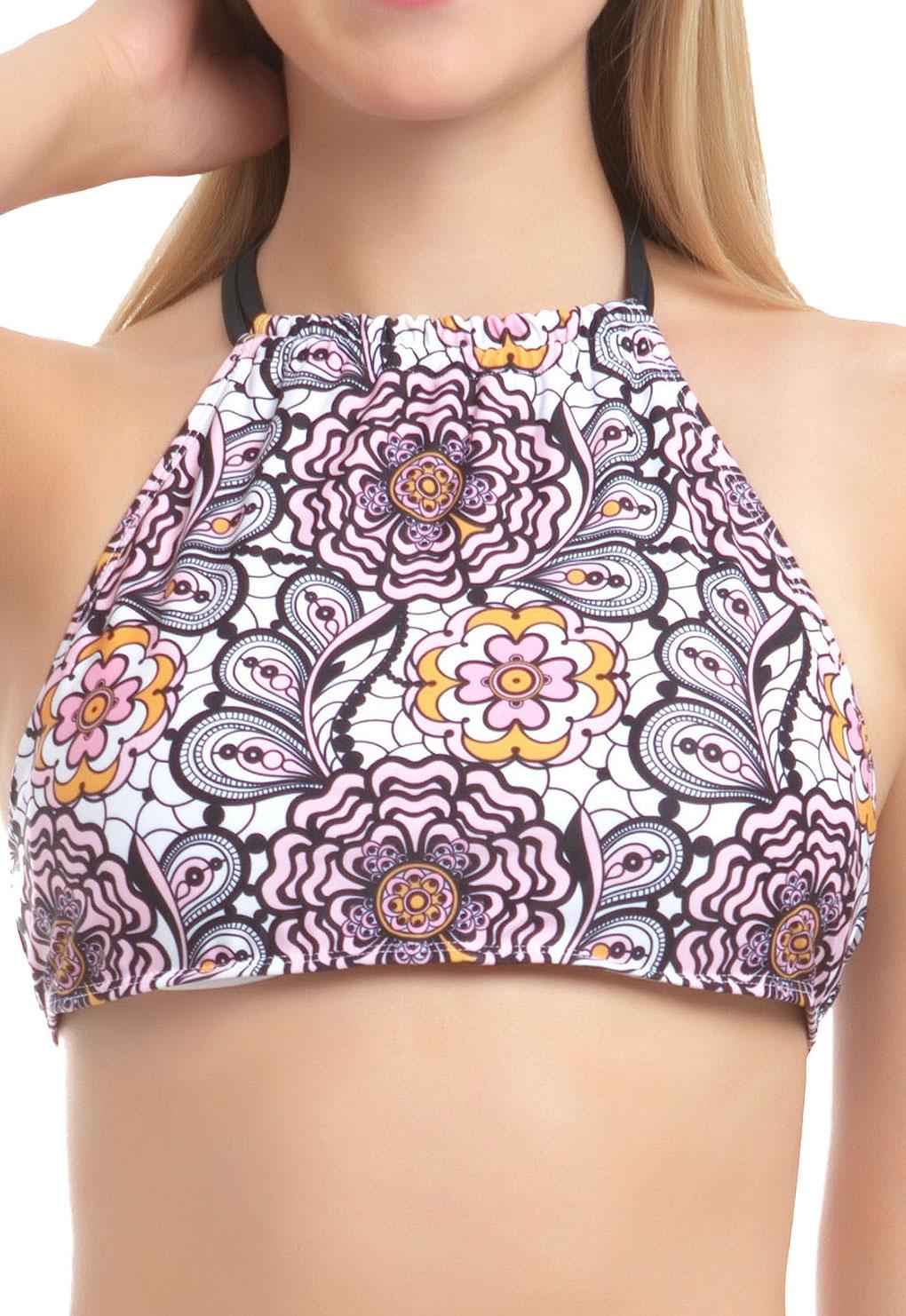 Bikini peto cruzado estampado blanco