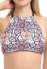 Bikini peto cruzado estampado blanco