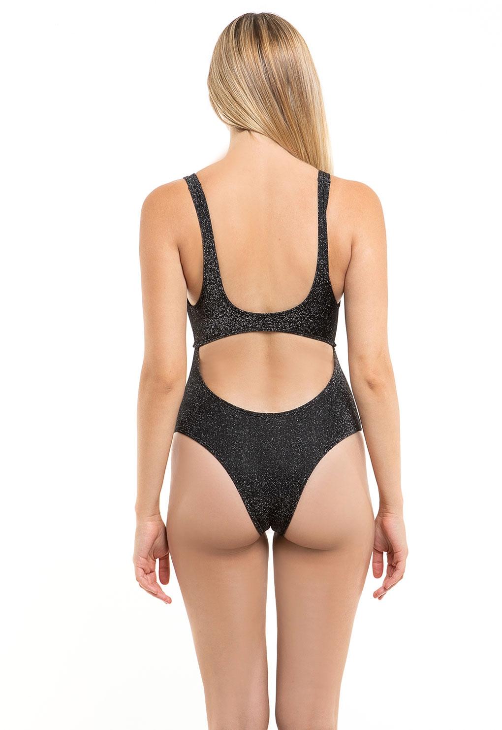 Trikini con nudo ajustable negro brillante