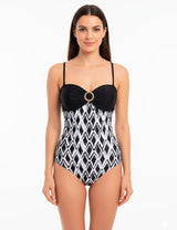 Traje de baño una pieza reductor strapless negro