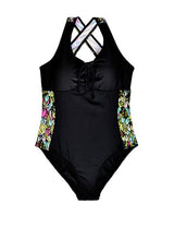 Deportivo para busto grande negro con estampado verde