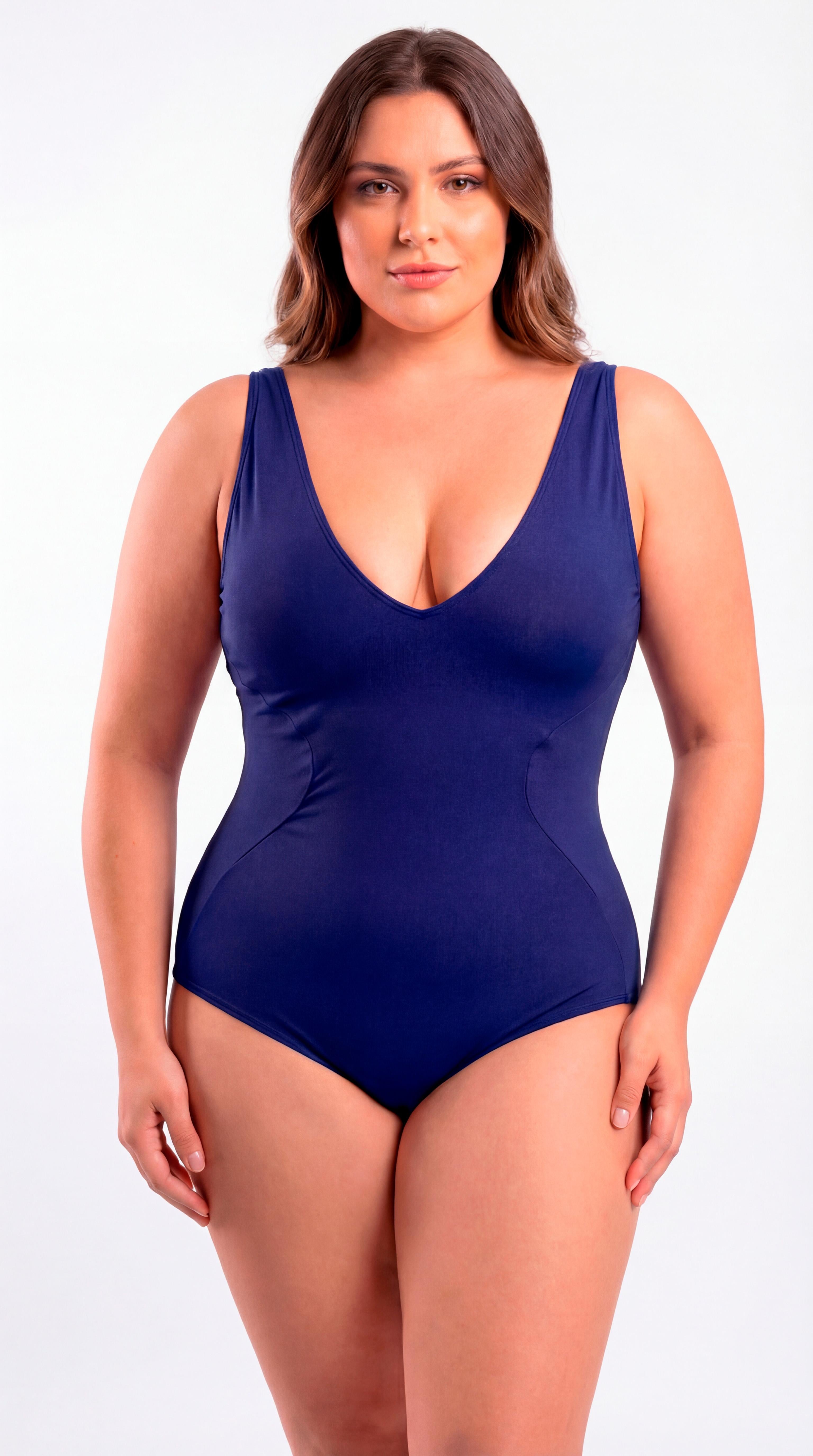 Traje de baño reductor estilo corset ajustable azul