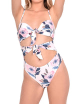 Trikini con doble nudo estampado rosado