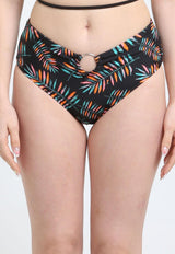 Bikini calzón alto argolla estampado verde