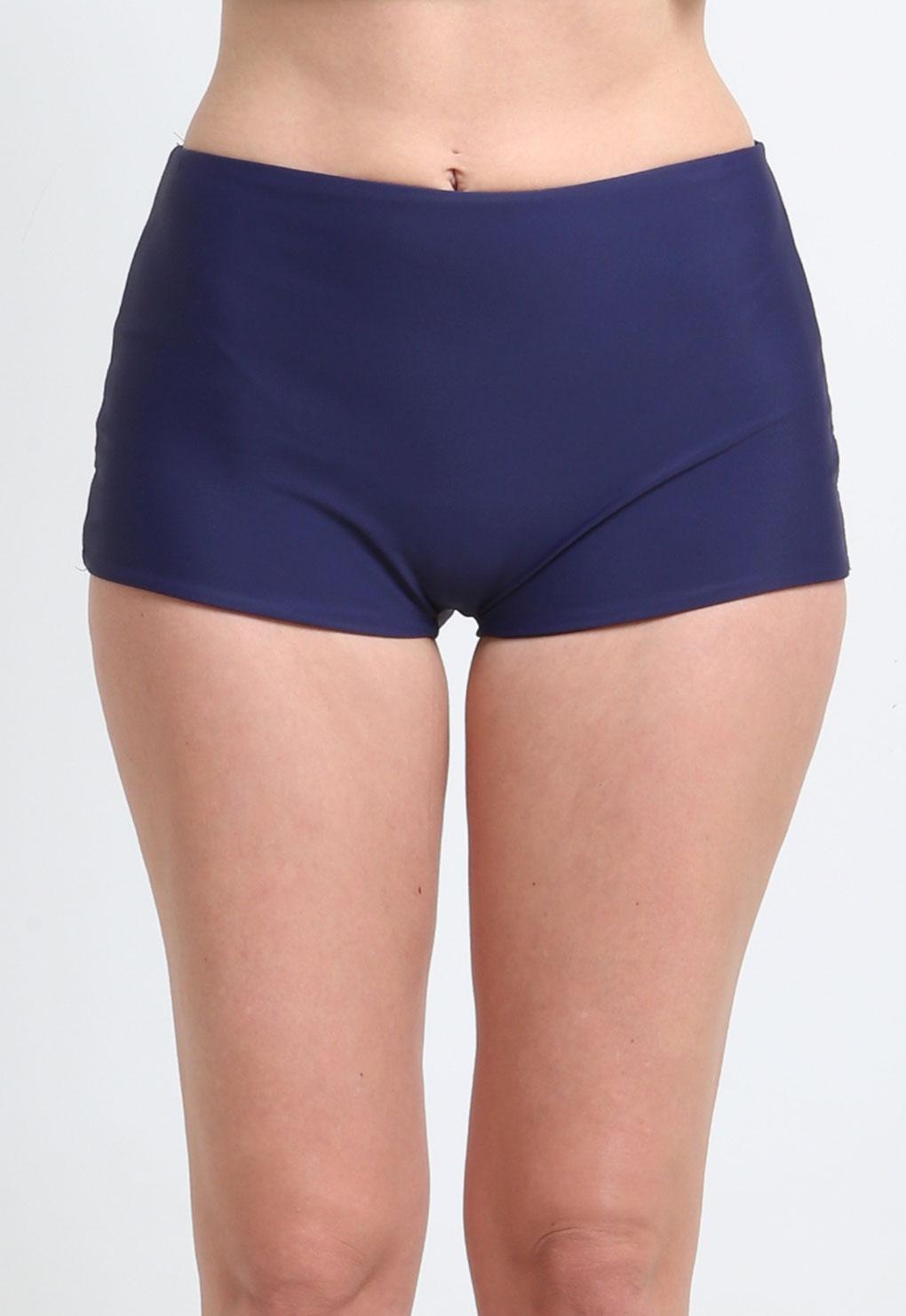 Navy blue high-waisted hot pants
