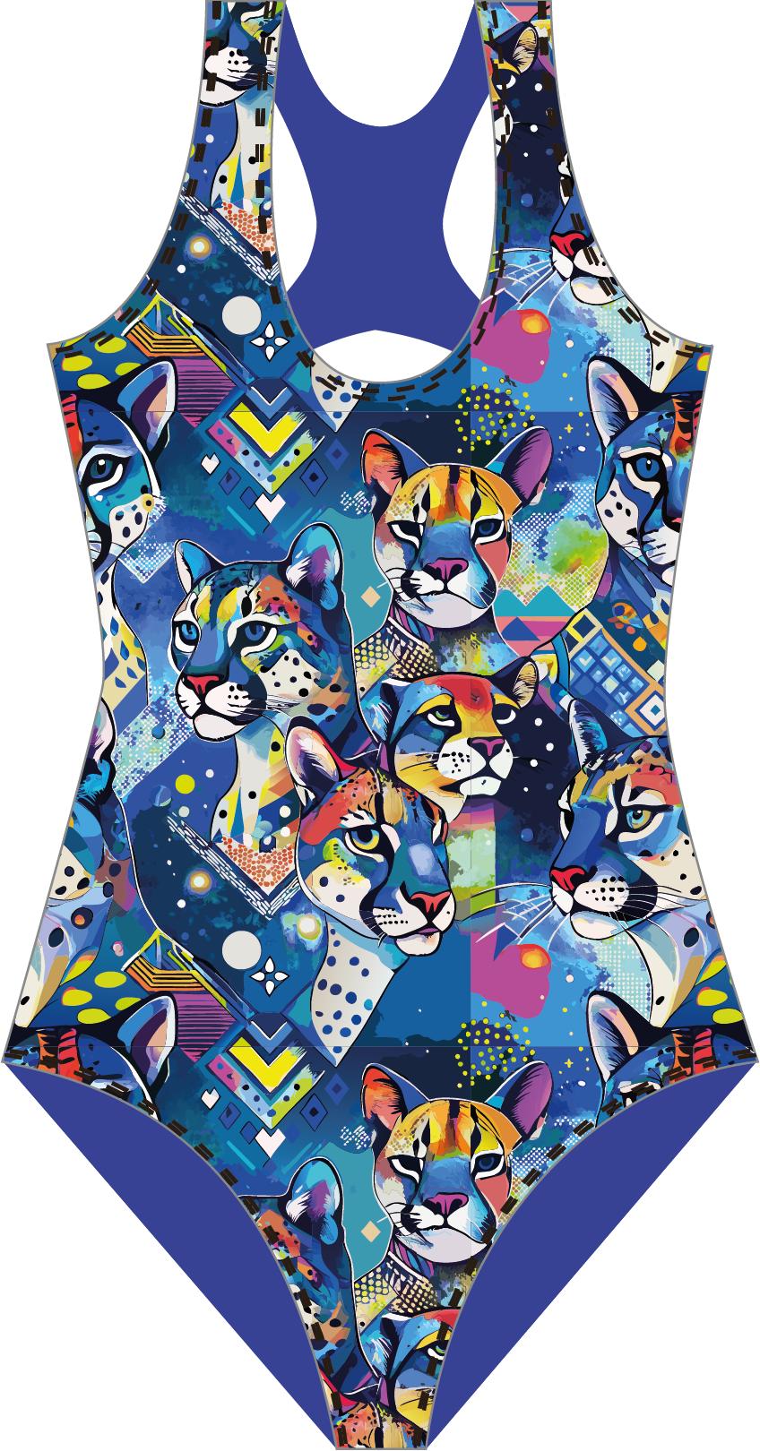 Traje De Baño Básico Para Natación Espalda Redonda estampado