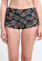 High-waisted green printed hot pants