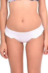 Bikini calzón con vuelos a los costados color blanco