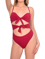Trikini con doble nudo color rojo