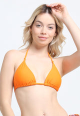 Bikini triangulo con nudos naranja