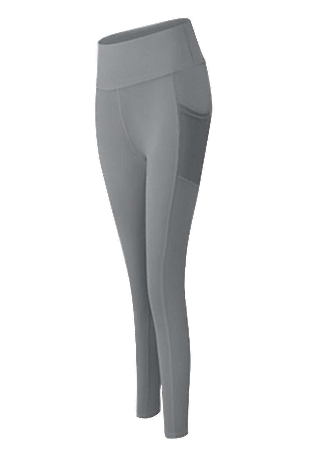 Calza con bolsillo de malla gris