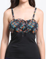 Polera tankini reductor estampado hojas