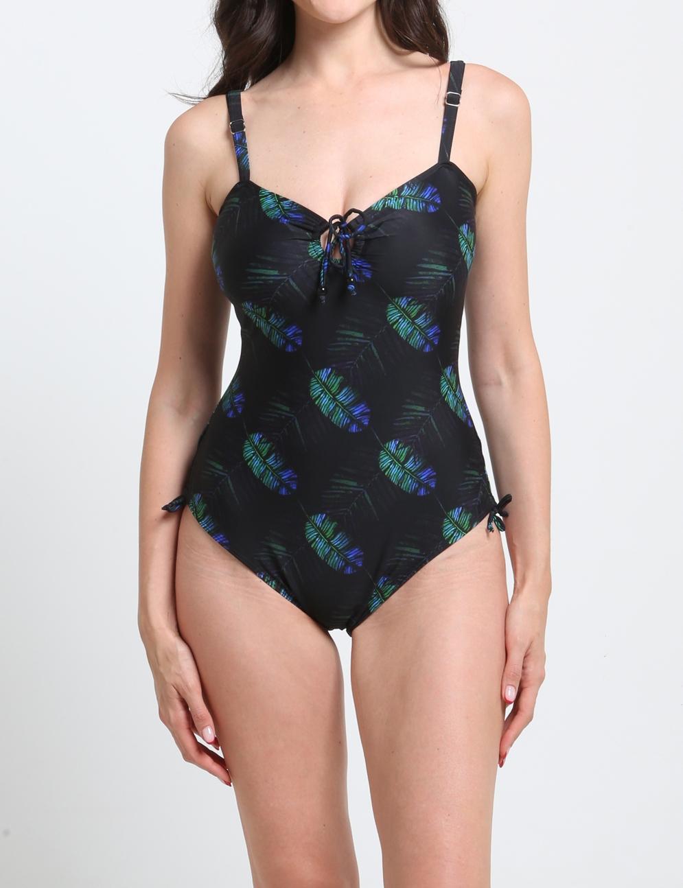 Traje de baño reductor estampado negro