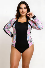 Lilac long-sleeved sports swimsuit