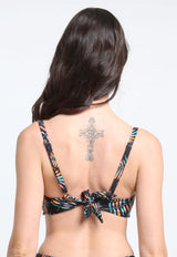 Bikini sostén arruchado copa C estampado verde