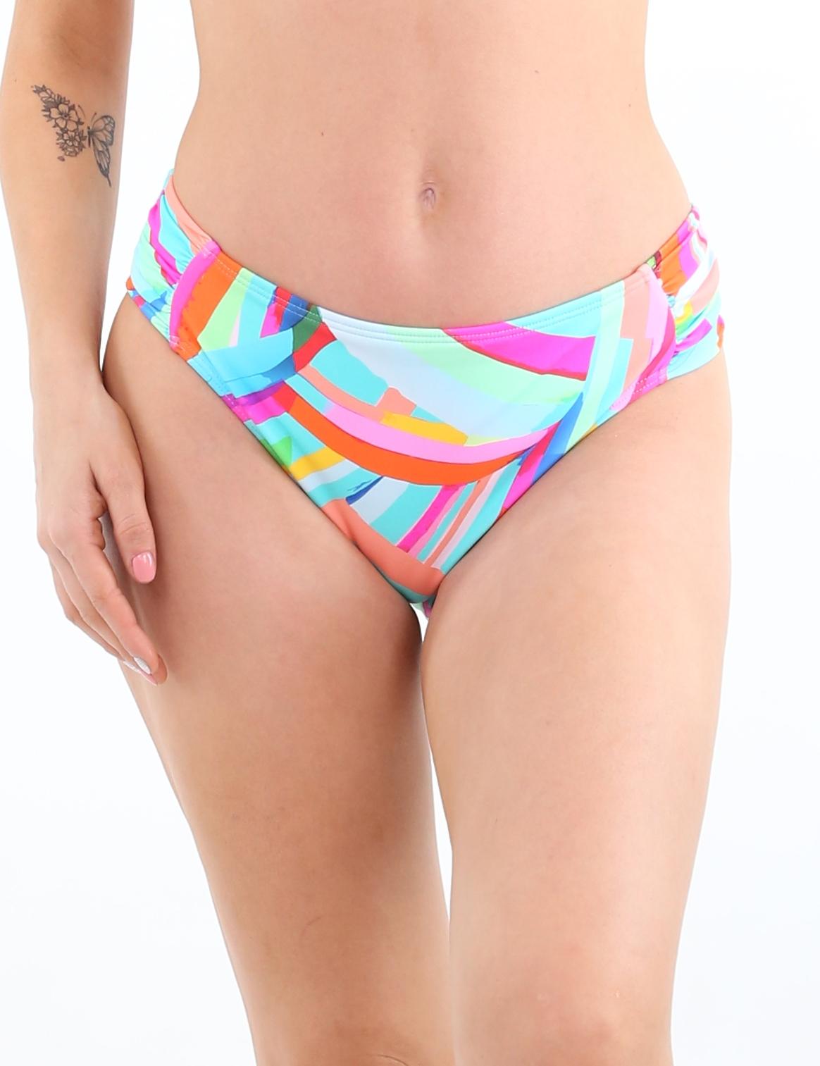 Classic green printed draped sides bikini