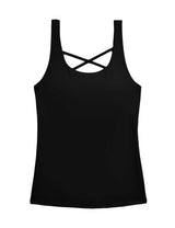 Tankini con escote en la espalda color negro