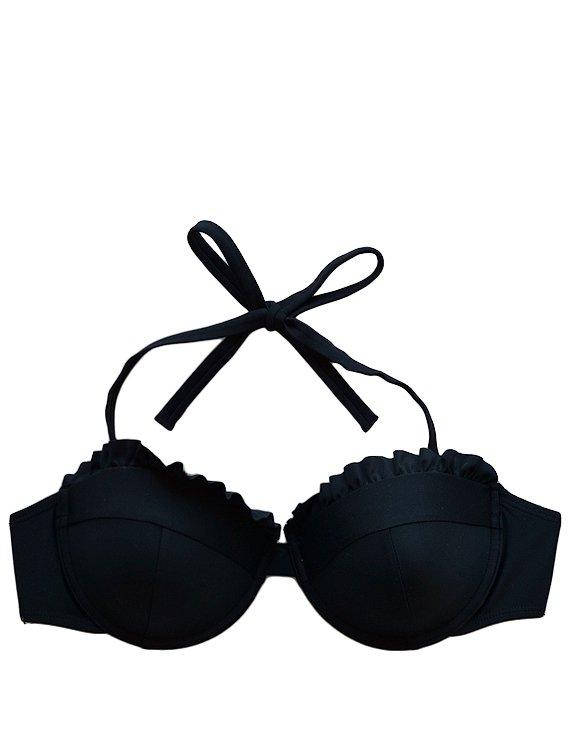 Bikini strapless con vuelos negro