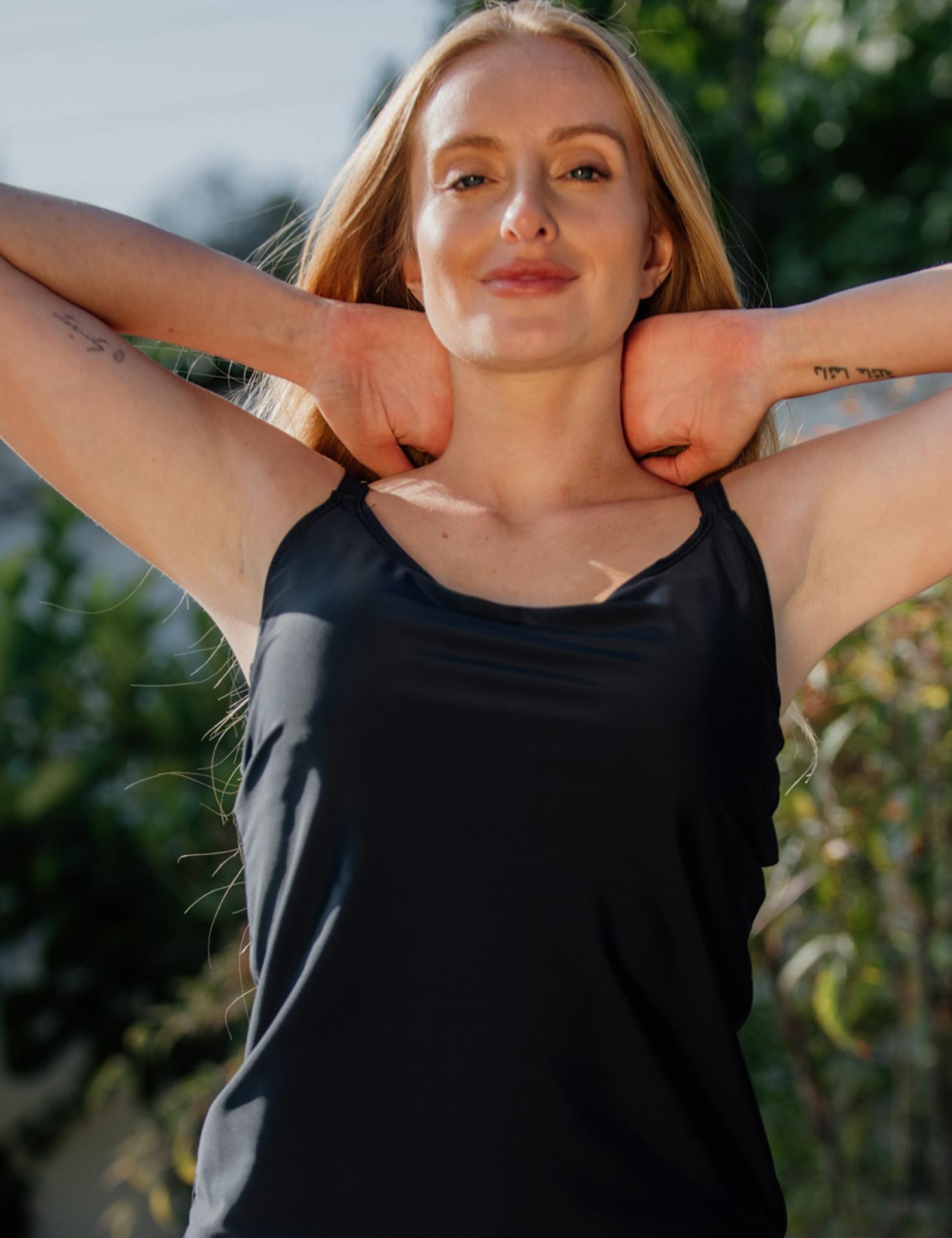 Basic black tankini top 