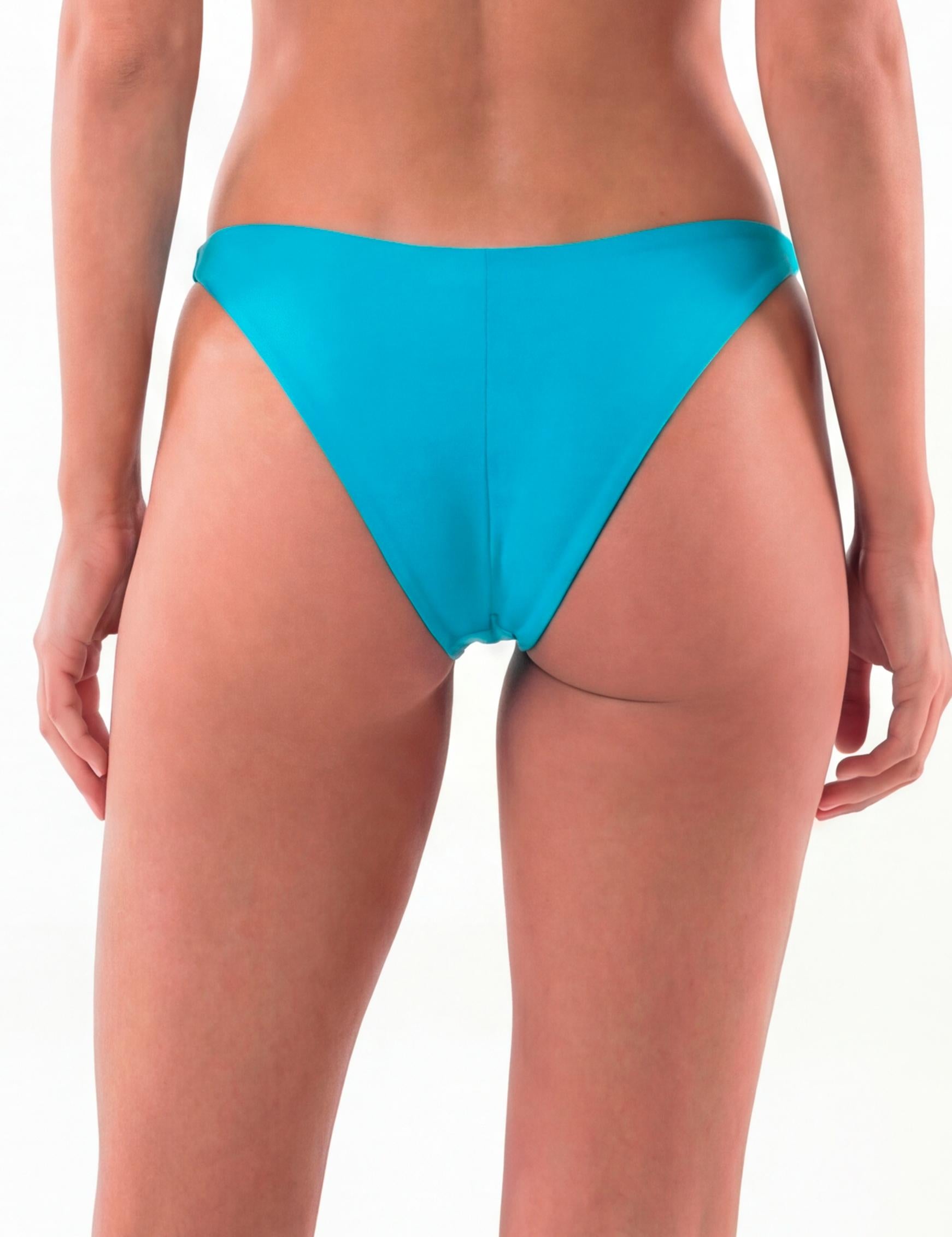 Bikini mujer calzón tanga laterales delgados turquesa