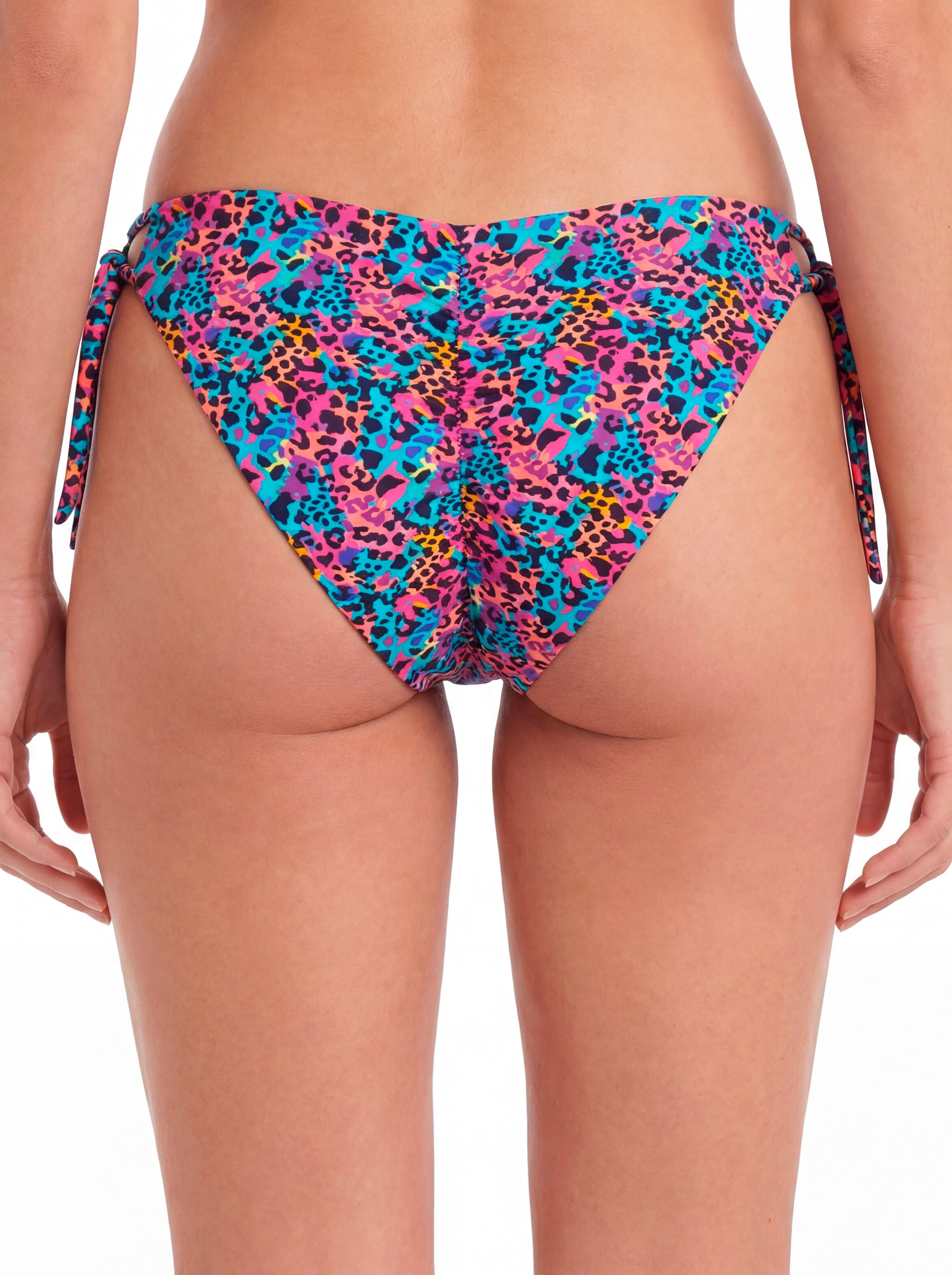 Bikini mujer calzón clásico con amarras estampado negro