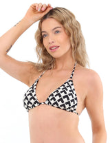 Bikini triangulo argolla estampado negro