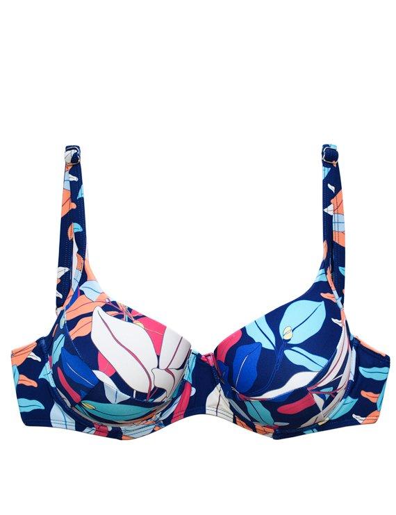 Bikini sostén copa grande estampado azul