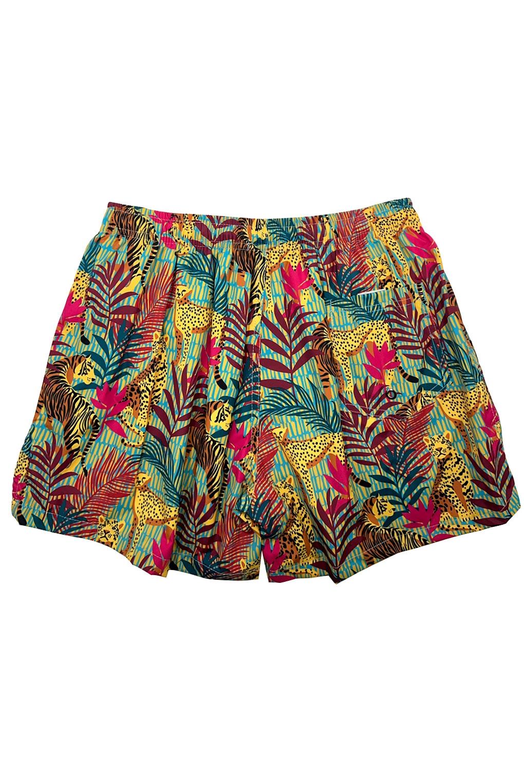 Men's short yellow print shorts
