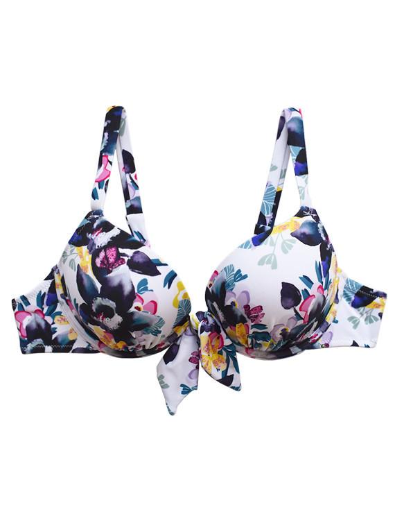Bikini push up estampado negro con nudo