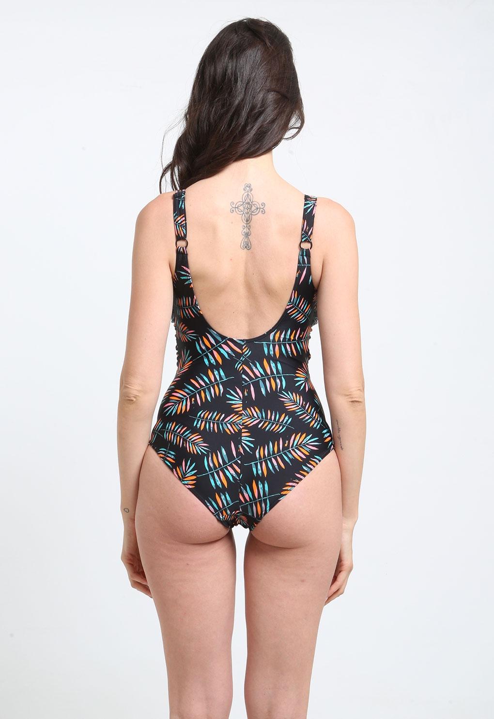 Orange print maternity swimsuit