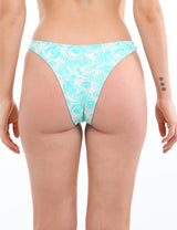 Basic green print thong bikini briefs