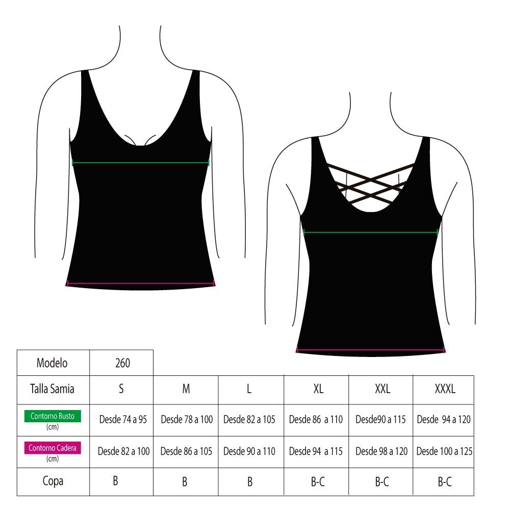 Tankini con escote en la espalda color negro